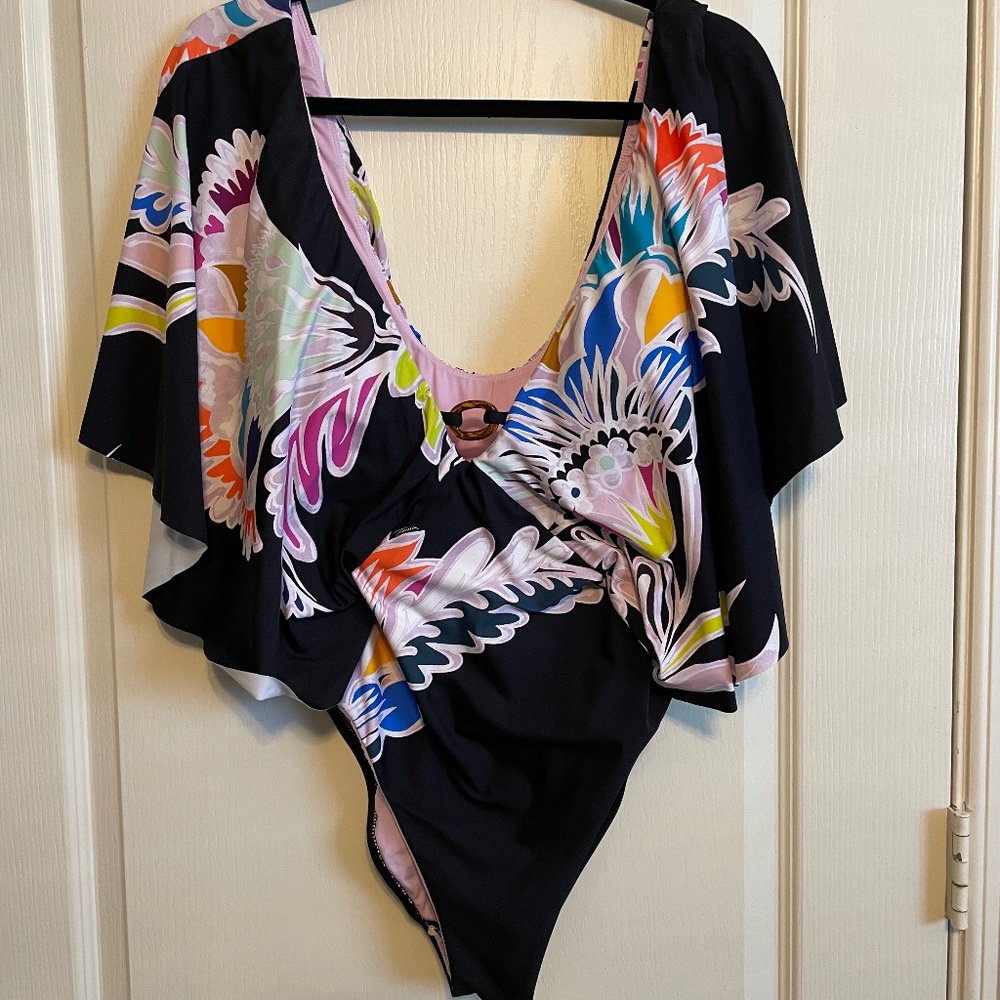 Trina Turk-SEYCHELLES FLUTTER SLEEVE ONE PIECE SWIMSUIT